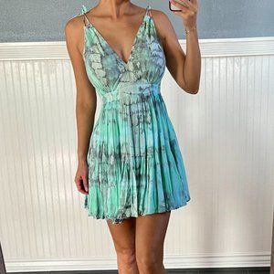 Tiare Hawaii x Revolve Geo Mini Dress Aqua & Grey Tie Dye One Size